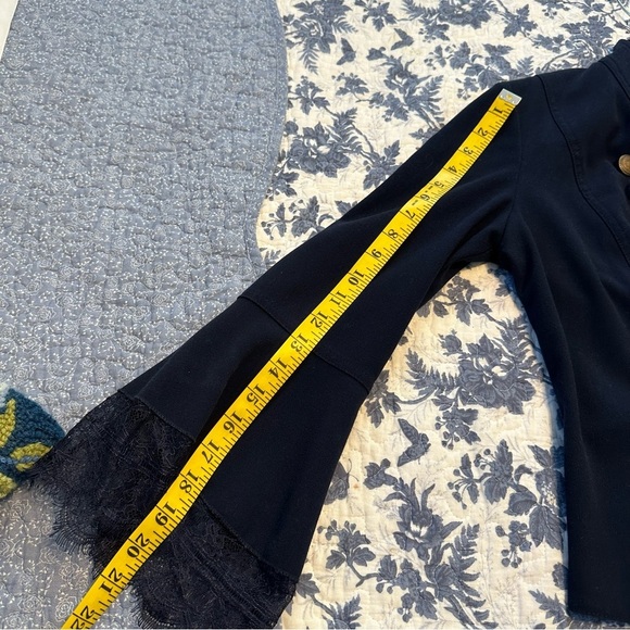 Insight Military Style Open Front Navy Blazer Shoulder Pads Gold Buttons Size 6 - Picture 12 of 12